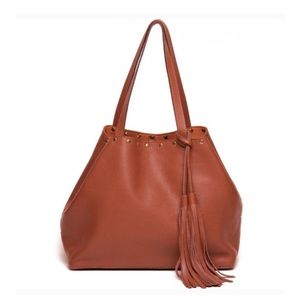 NWOT LAGGO Remy Tasseled Gold Studded Tote Handbag